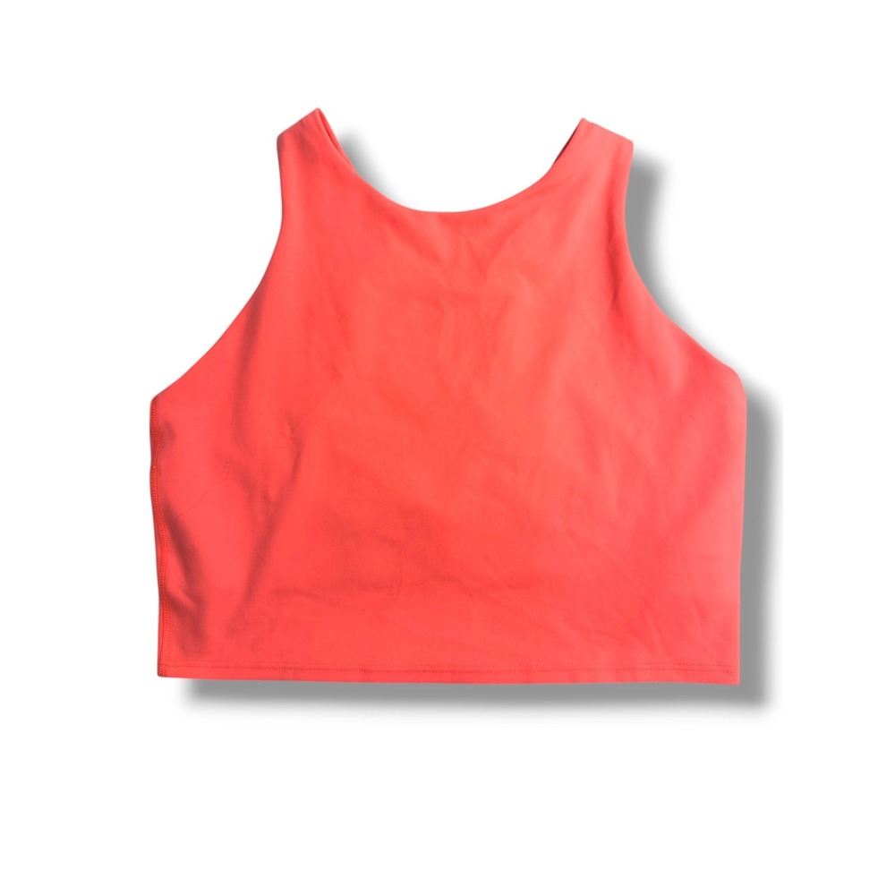 Athleta Conscious Crop Sports Bra Tank Women Small Neon Coral Racerback Top